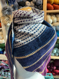 Sample Sale: Shawl, merino/silk in purple, grey & yellow