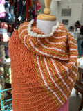 Sample Sale: Shawl, cotton & merino orange with white trim
