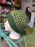 Sample Sale: Hat, Mary Martin, green woven pattern