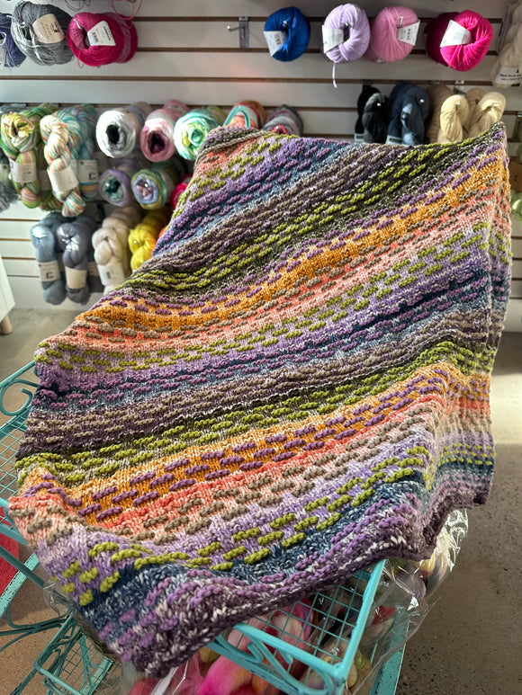 Sample Sale: Baby Blanket, orange green purple stripes