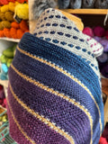 Sample Sale: Shawl, merino/silk in purple, grey & yellow