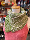 Sample Sale: Cowl, Mary Martin, green leaves kerchief