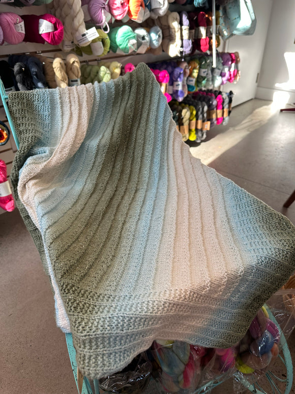 Sample Sale: Baby Blanket, gradient blue/green/white
