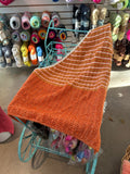 Sample Sale: Shawl, cotton & merino orange with white trim