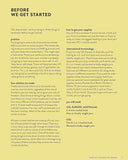 Book page with text on a purple and yellow background