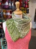 Sample Sale: Cowl, Mary Martin, green leaves kerchief