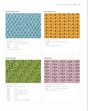 Page from a book or magazine showing swatches various knit and purl stitch patterns.