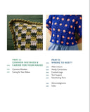 Table of contents for a crochet book with images of crocheted items.