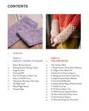 Table of contents for a crochet book with images of crocheted items.