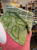 Sample Sale: Cowl, Mary Martin, green leaves kerchief