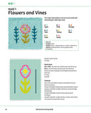 A printed knitting pattern sheet showing two motif designs: 'Moth 7: Flowers and Vines' on the left and 'Moth 8: Sailing Boat and Waves' on the right, with color charts, yarn color codes, and step-by-step knitting instructions.