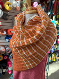 Sample Sale: Shawl, cotton & merino orange with white trim