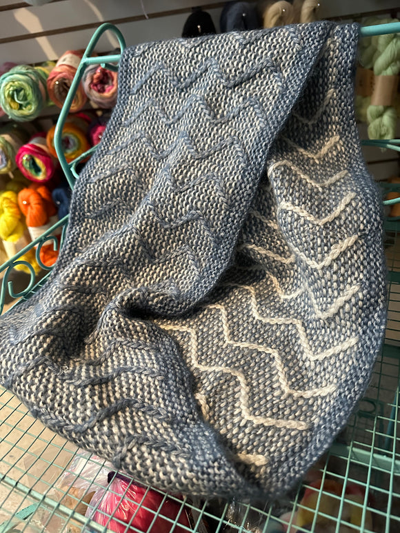 Sample Sale: Cowl, Mary Martin, blue-grey/white alpaca silk