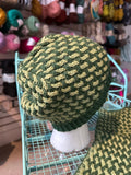 Sample Sale: Hat, Mary Martin, green woven pattern