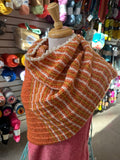 Sample Sale: Shawl, cotton & merino orange with white trim