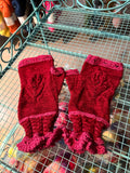 Sample Sale: Fingerless Gloves, red & pink