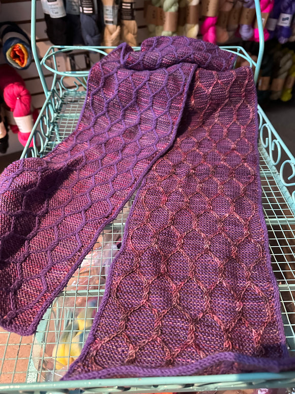 Sample Sale: Scarf, Mary Martin, purple honeycomb