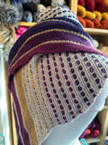Sample Sale: Shawl, merino/silk in purple, grey & yellow