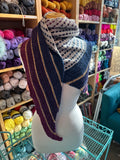 Sample Sale: Shawl, merino/silk in purple, grey & yellow