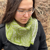 Sample Sale: Cowl, Mary Martin, green leaves kerchief
