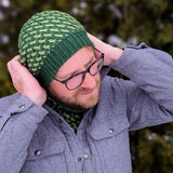 Sample Sale: Hat, Mary Martin, green woven pattern