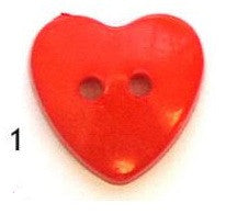 Button, acrylic, heart, various colours