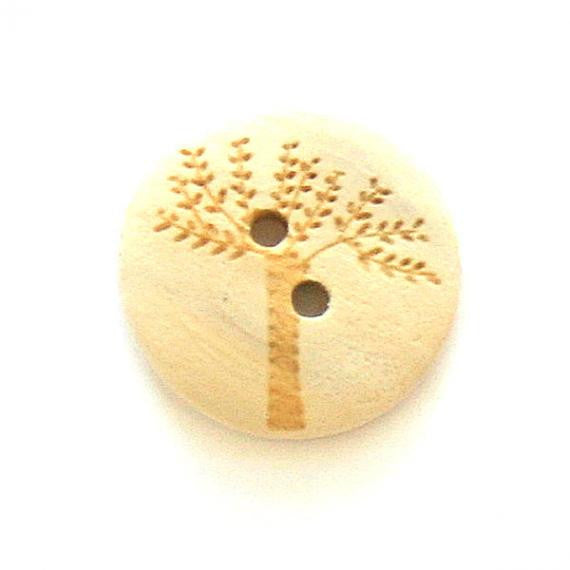 Button, wood, 20mm, tree