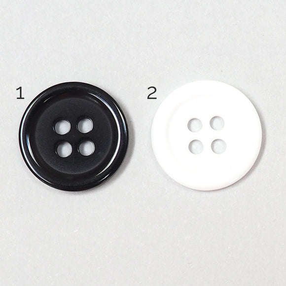 Button, acrylic, black or white, 15mm