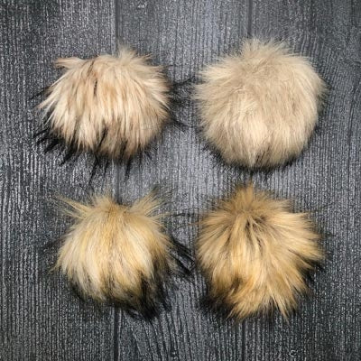 Snap-On Faux Fur Pompoms, Natural